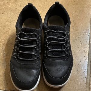Clarks Women's Black Sneakers with White Sole